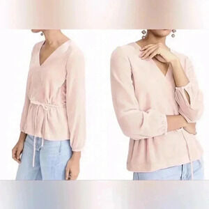 J.  Crew Velvet Faux-wrap top Blouse draped Blush Stretchy J4962 sz 0